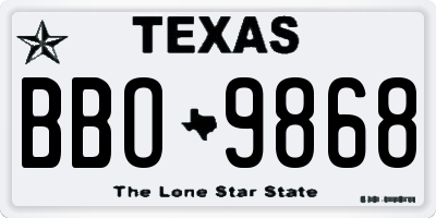 TX license plate BBO9868