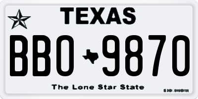 TX license plate BBO9870