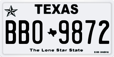 TX license plate BBO9872