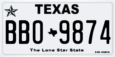 TX license plate BBO9874