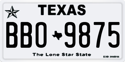 TX license plate BBO9875