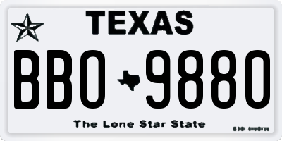 TX license plate BBO9880