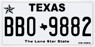 TX license plate BBO9882