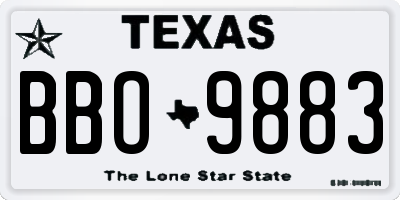 TX license plate BBO9883