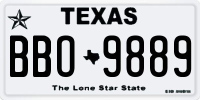 TX license plate BBO9889