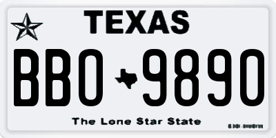 TX license plate BBO9890