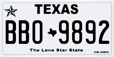 TX license plate BBO9892