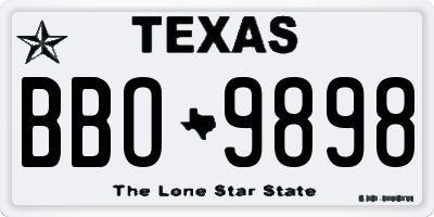 TX license plate BBO9898