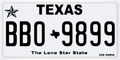 TX license plate BBO9899