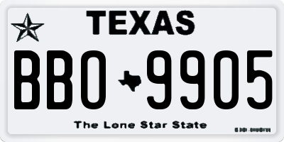 TX license plate BBO9905