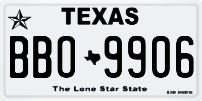 TX license plate BBO9906