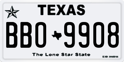 TX license plate BBO9908