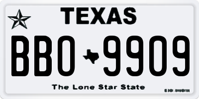 TX license plate BBO9909