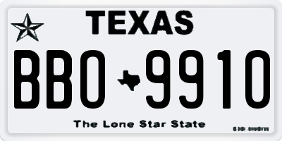 TX license plate BBO9910