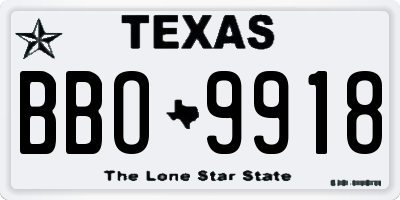 TX license plate BBO9918