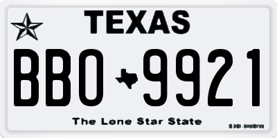 TX license plate BBO9921