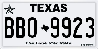 TX license plate BBO9923
