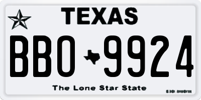 TX license plate BBO9924