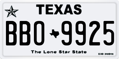 TX license plate BBO9925