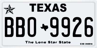 TX license plate BBO9926