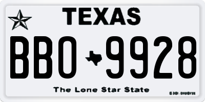 TX license plate BBO9928