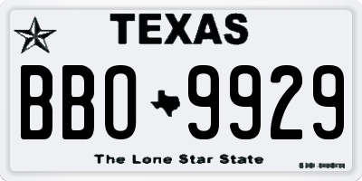 TX license plate BBO9929