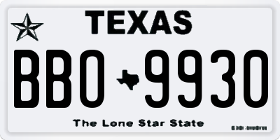 TX license plate BBO9930
