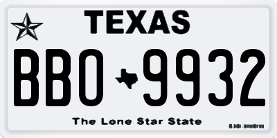 TX license plate BBO9932