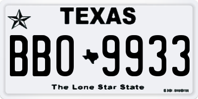 TX license plate BBO9933