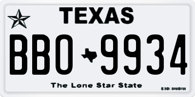 TX license plate BBO9934