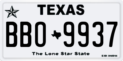 TX license plate BBO9937