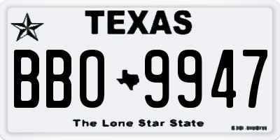 TX license plate BBO9947