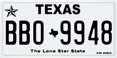 TX license plate BBO9948