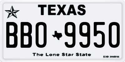 TX license plate BBO9950