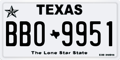 TX license plate BBO9951