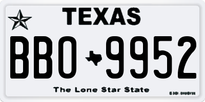 TX license plate BBO9952