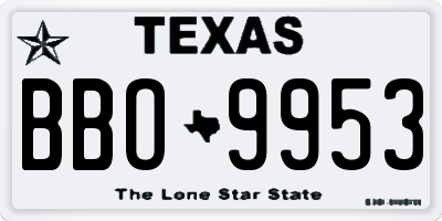 TX license plate BBO9953