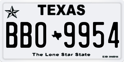 TX license plate BBO9954