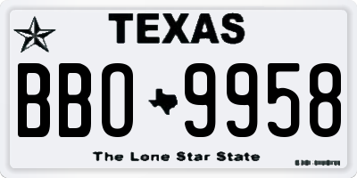 TX license plate BBO9958