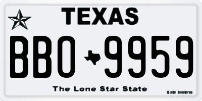 TX license plate BBO9959