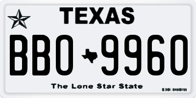 TX license plate BBO9960