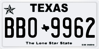 TX license plate BBO9962