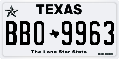 TX license plate BBO9963