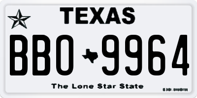TX license plate BBO9964