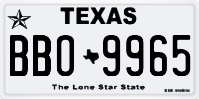 TX license plate BBO9965