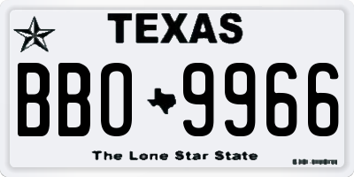 TX license plate BBO9966