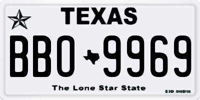 TX license plate BBO9969