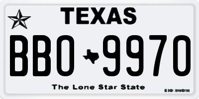 TX license plate BBO9970