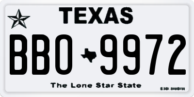 TX license plate BBO9972