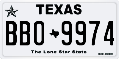 TX license plate BBO9974